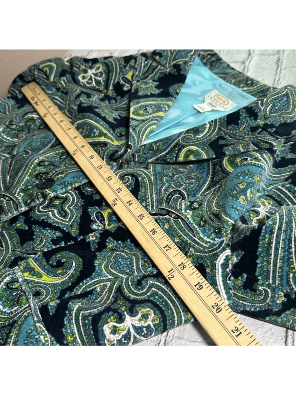 Vintage Talbots Size 10 Petite Paisley Printed Velvet Single Breasted Blazer - Picture 10 of 16